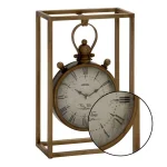 LITTON LANE 13 in. Round Iron Table Clock with Rectangular Metal Frame, Tarnished Bronze Finish thumbnail 5