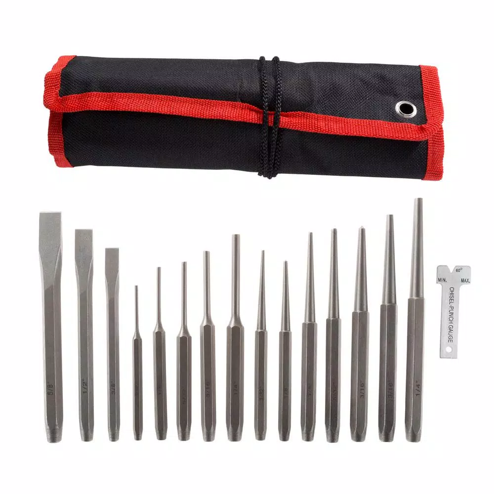 Stalwart 16-Piece Chisel and Punch Set, Heat Treated Chrome Vanadium Steel