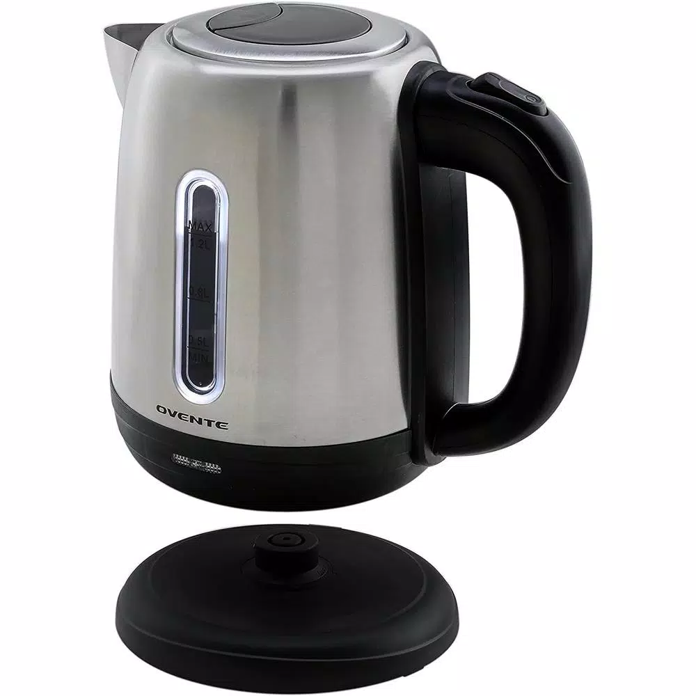 Ovente 1.2L Stainless Steel Electric Kettle, 1100W BPA-Free Rapid Boil Kettle with Auto Shut-Off