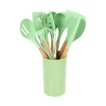 MegaChef 12-Piece Mint Green Silicone and Wood Kitchen Utensil Set thumbnail 3