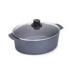 Woll Professional 6.3 Qt. Non-Stick Cast Aluminum Oval Roaster with Glass Lid thumbnail 1