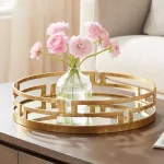 Home Decorators Collection Gold Metal Decorative Round Mirror Tray thumbnail 3