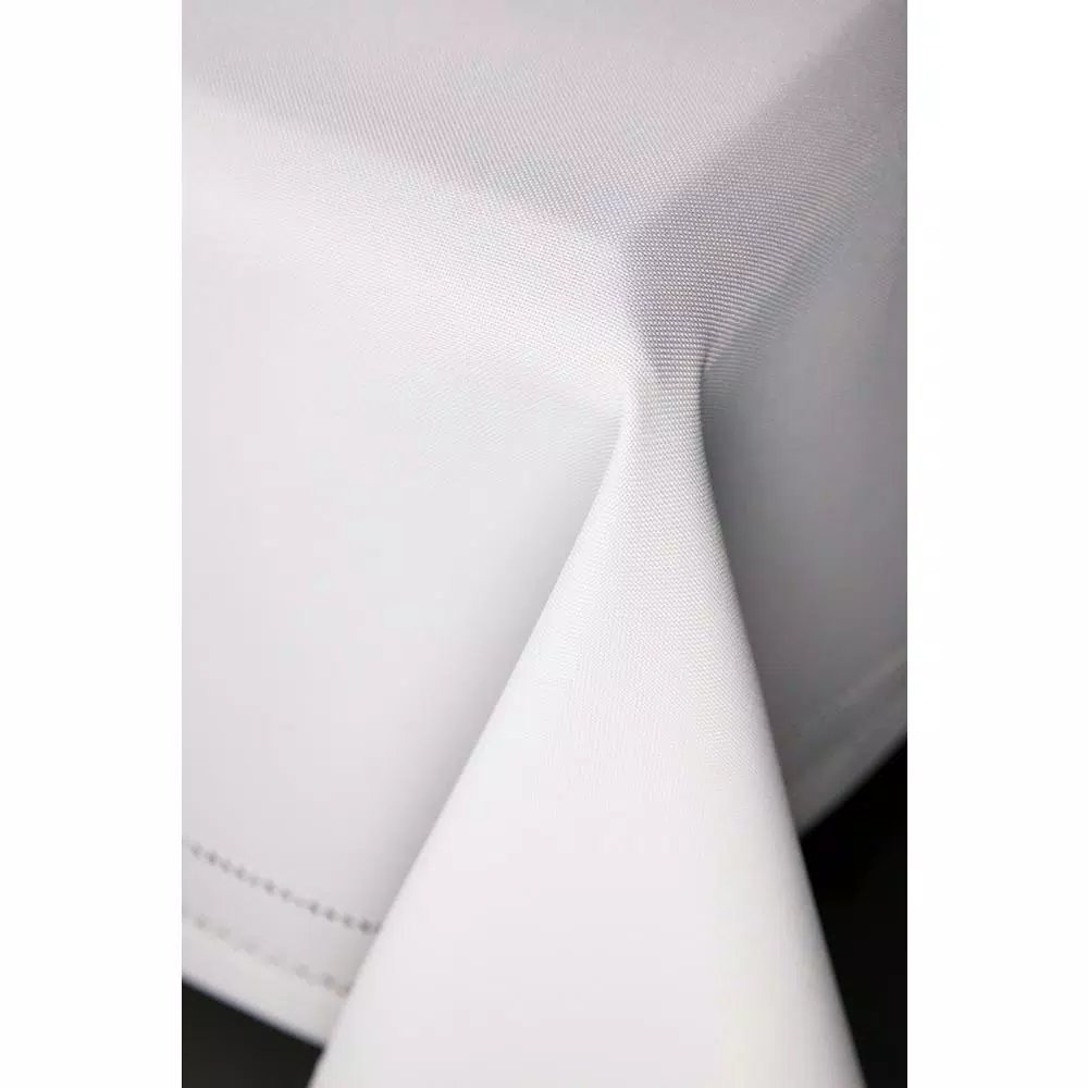 Xia Home Fashions 60 x 84 in. White Double Hemstitch Easy-Care Polyester Tablecloth