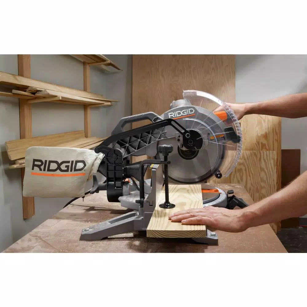 RIDGID 12 in. 15 Amp Dual Bevel Corded Compound Miter Saw with LED