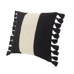 LR Home Trinity Black and Ivory Striped Fringe Throw Pillow, 20 x 20 in. thumbnail 4