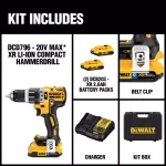 DEWALT 20V MAX XR Brushless 1/2 in. Hammer Drill/Driver Kit with (2) 20V 2.0Ah Batteries thumbnail 2