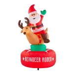 Airblown 6.5 ft. Animated Airblown Inflatable Santa and Reindeer Rodeo Scene with Lights thumbnail 1