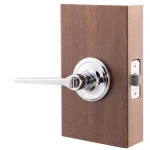 Copper Creek Zane Contemporary Polished Stainless Steel Privacy Lever, Interior Door Handle thumbnail 4