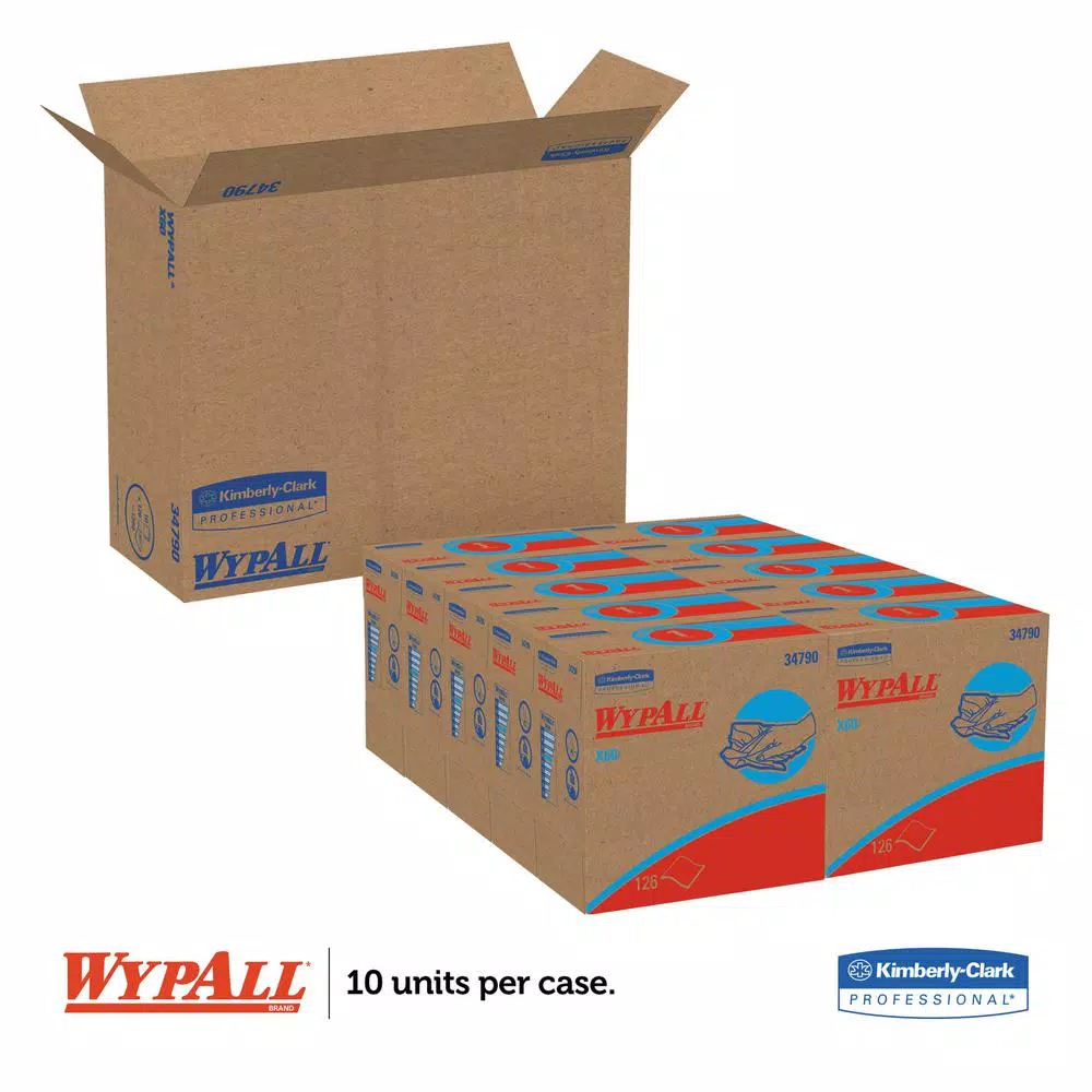 WypAll X60 White Pop-Up Wipers, HydroKnit Technology, 10 Boxes per Case