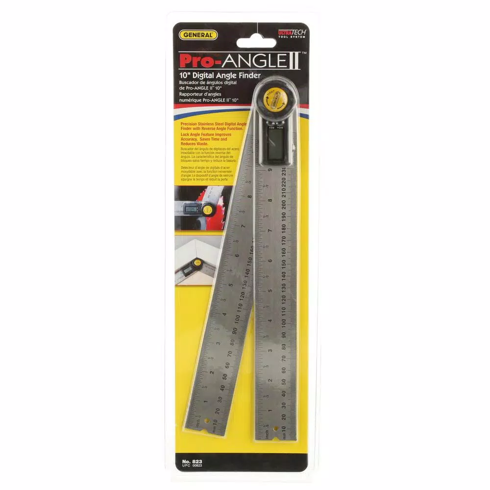 General Tools 10 in. Digital Angle Ruler, Stainless Steel Precision Angle Finder