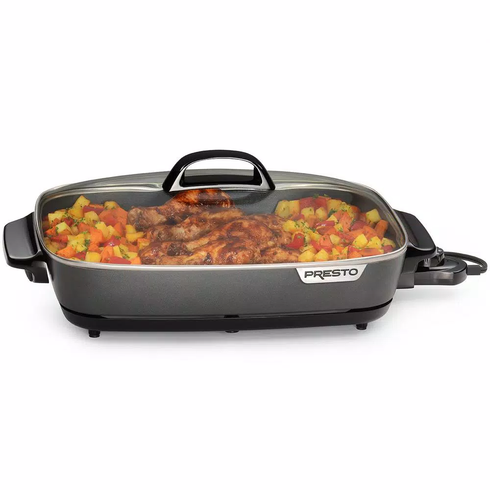 Presto SlimLine 16 in. Black Non-Stick Electric Skillet with Heavy Cast Aluminum Pan