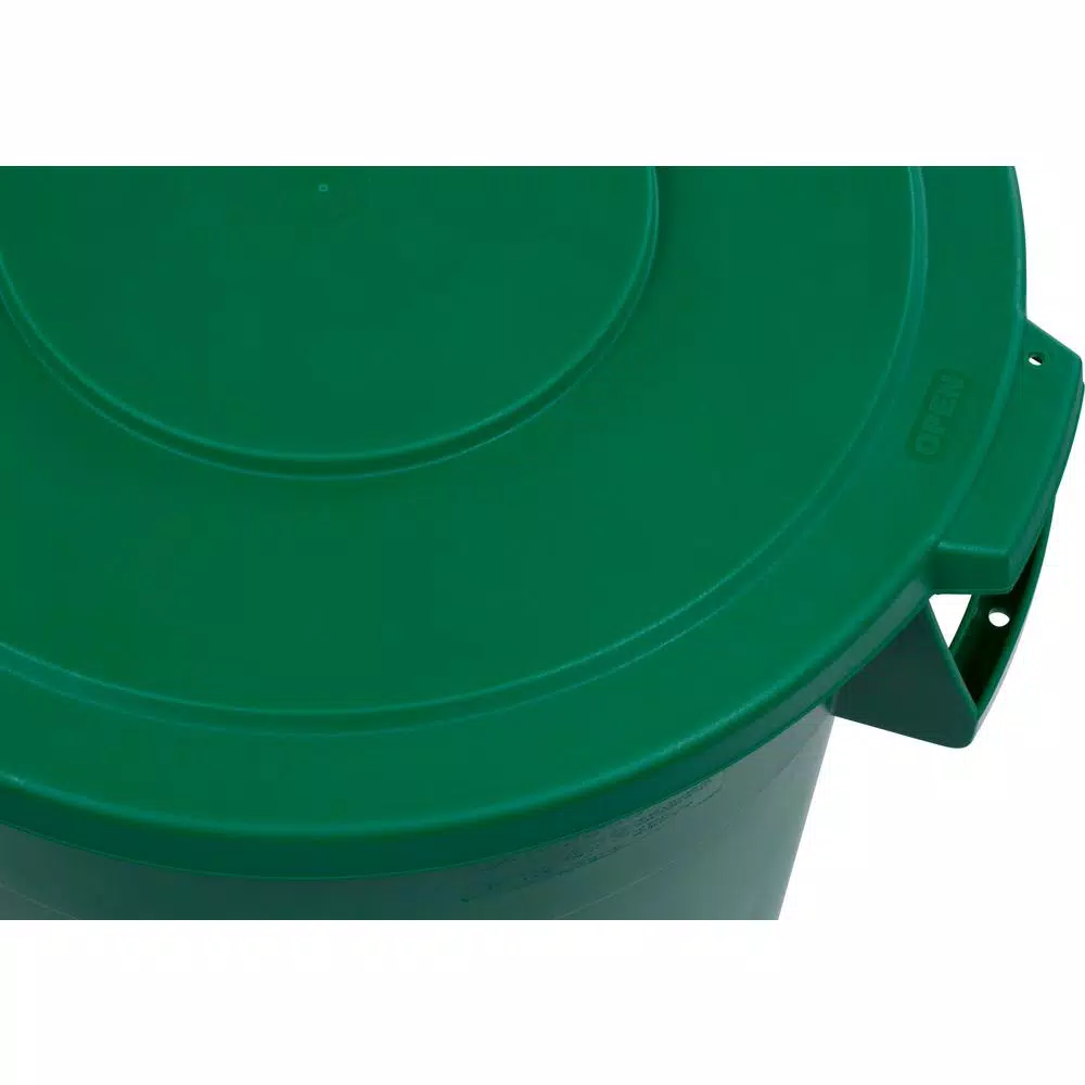 Carlisle Bronco 32 Gallon Round Green Recycling Trash Can, Lidless with Recycling Logo (4-Pack)
