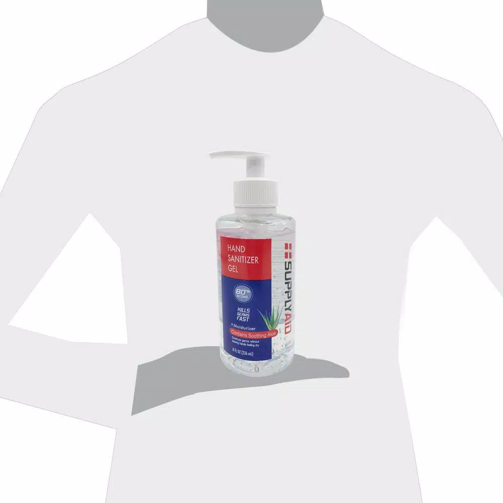 SupplyAID 8 oz. Hand Sanitizer Gel with 80% Ethyl Alcohol and Soothing Aloe Vera
