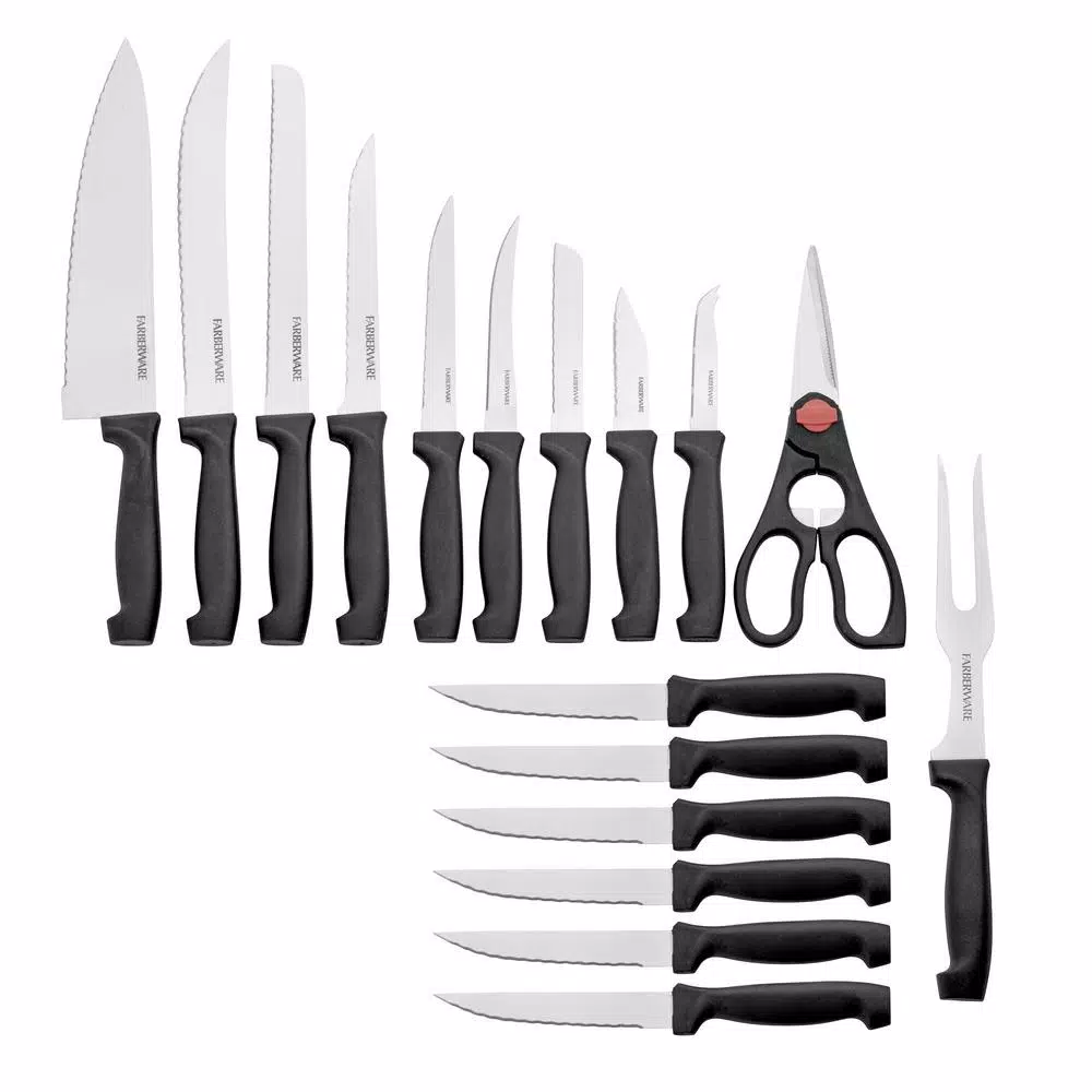 Farberware 18-Piece Tri-Star Handle Cutlery Set with Wood Block