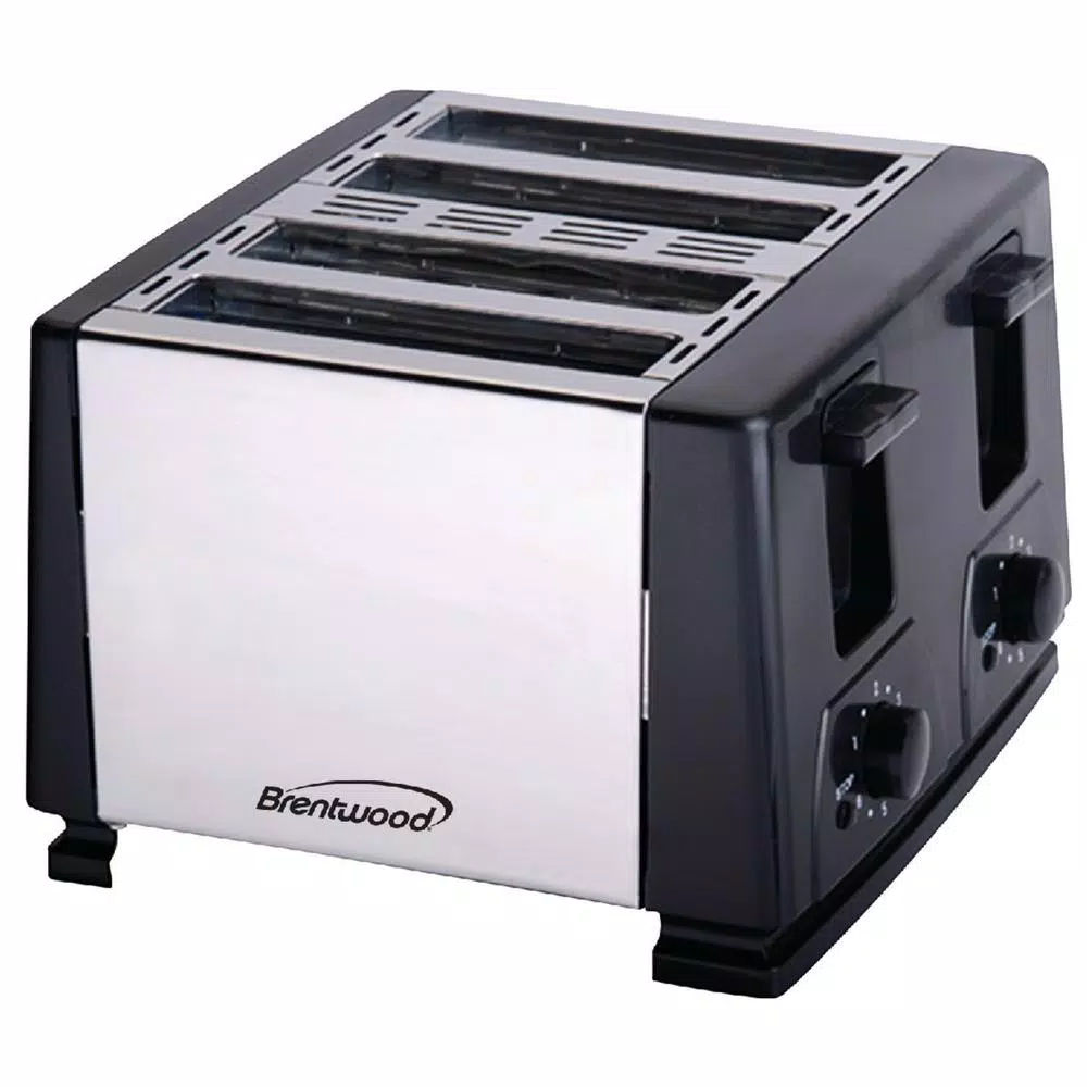 Brentwood 4-Slice Black Designer Toaster with 6 Browning Settings