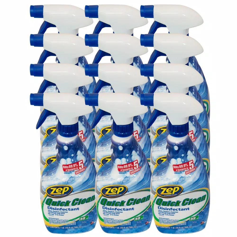 ZEP Commercial Quick Clean Disinfectant, Professional Strength, 32 oz (12-Case Pack)