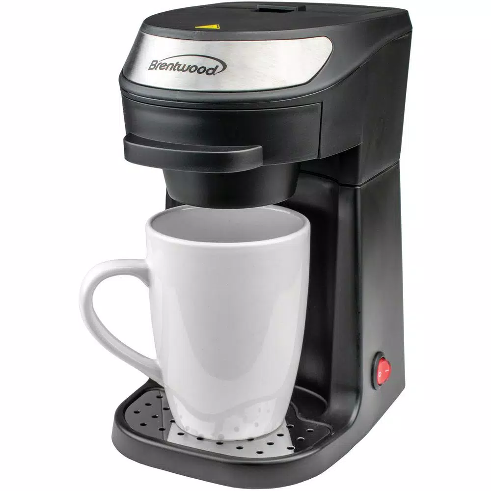 Brentwood Appliances TS-111BK Single Serve Coffee Maker with 12 oz. Porcelain Mug, Black