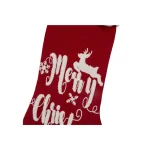 Glitzhome 21 in. Fabric Christmas Stocking with Reindeer and Snowflake Design, Red and White thumbnail 4