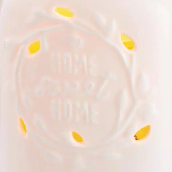 Candle Warmers Etc 8.8 in. White Mason Jar Porcelain Fragrance Warmer with 'Home Sweet Home' Design