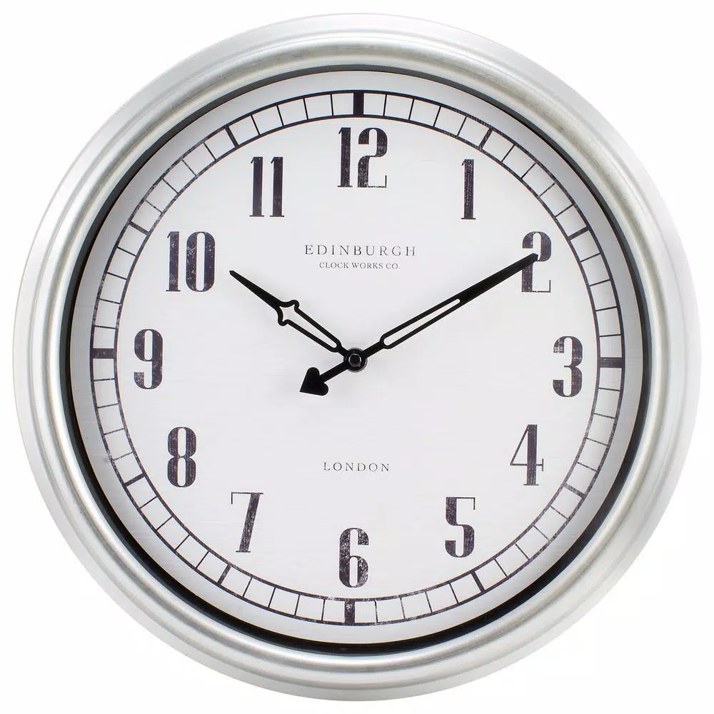 Equity by La Crosse 16 in. Silver Quartz Indoor/Outdoor Wall Clock with UV Protected Dial