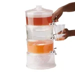 Mind Reader 3-Tier Stackable Beverage Dispenser, 3 Gallon Clear Plastic Drink Holder with Ice Compartment thumbnail 2