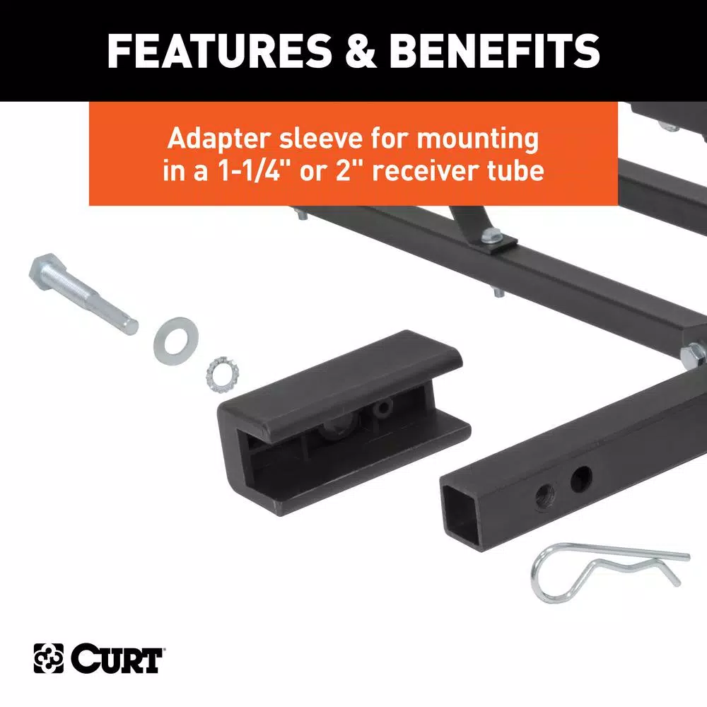 CURT 48 in. x 20 in. Steel Basket Style Hitch Cargo Carrier, 500 lb. Capacity, 2 in. Receiver with Adapter