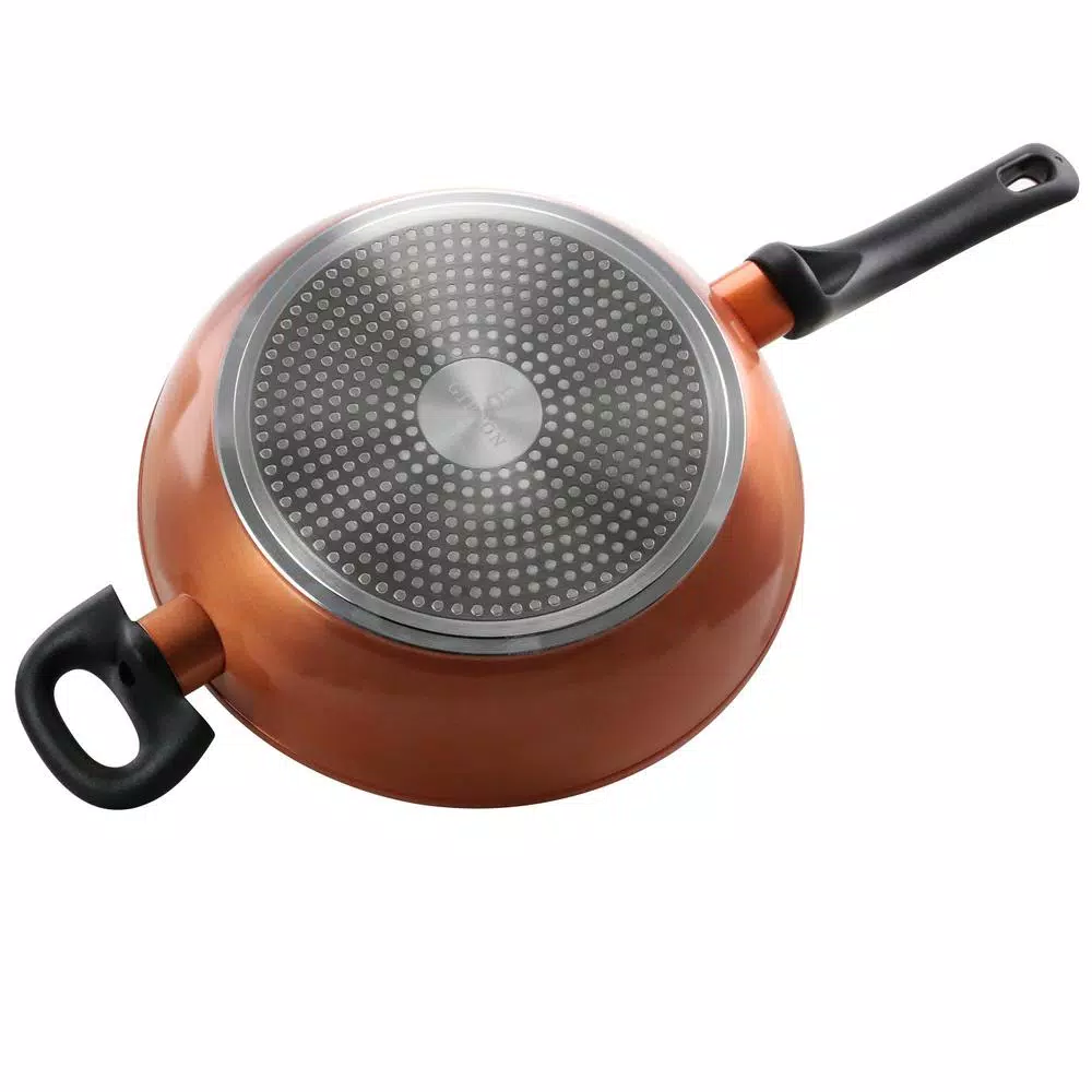Gibson Home Cuisine 3 Qt. Aluminum Ceramic Nonstick Saute Pan with Glass Lid, Copper