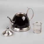 Creative Home Nobili-Tea 1.0 Qt. Stainless Steel Tea Kettle with Removable Infuser Basket, Filter Black thumbnail 5
