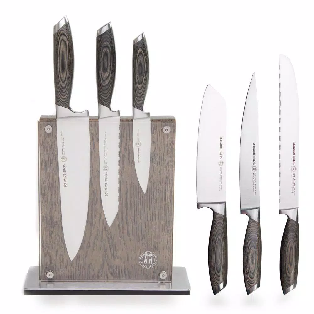 SCHMIDT BROS. Schmidt Brothers Bonded Ash 7-Piece Stainless Steel Knife Set with Ash Midtown Magnetic Block