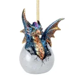 Design Toscano Hard Boiled Dragon Hatchling Holiday Ornament, 3.5 in. Resin Dragon Egg Collectible thumbnail 1