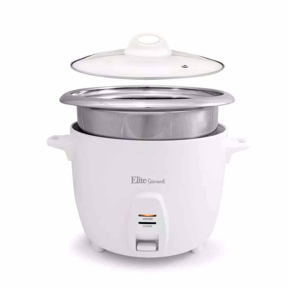 Elite Platinum 10 Cup Rice Cooker with Stainless Steel Pot, White