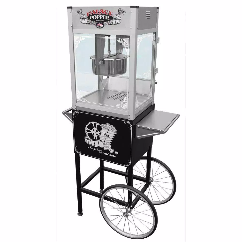 Funtime Palace 16 oz. Stainless Steel Hot Oil Popcorn Popper Machine with Cart