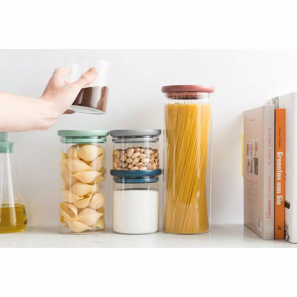 BergHOFF Leo 3-Piece Glass Food Container Set with Airtight Lids and Measuring Spoon
