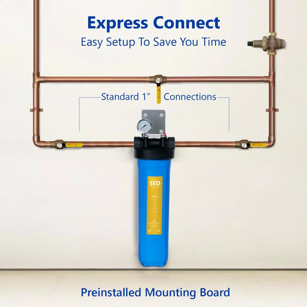 Express Water 1-Stage Whole House Sediment Water Filtration System with Pressure Gauge