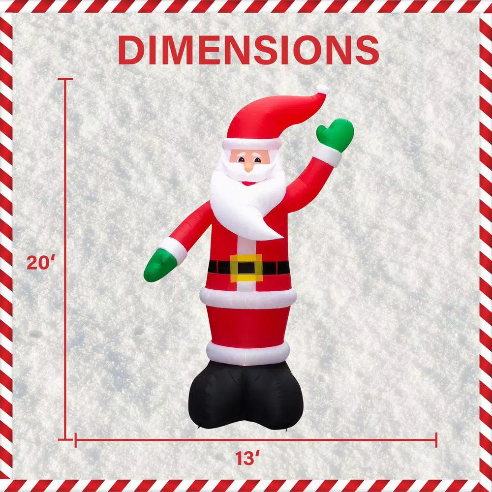 Fraser Hill Farm 20 ft. Pre-Lit Traditional Santa Christmas Inflatable