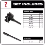 Milwaukee Selfeed 7-Piece High Speed Steel Wood Boring Auger Bit Set with Carrying Case thumbnail 2