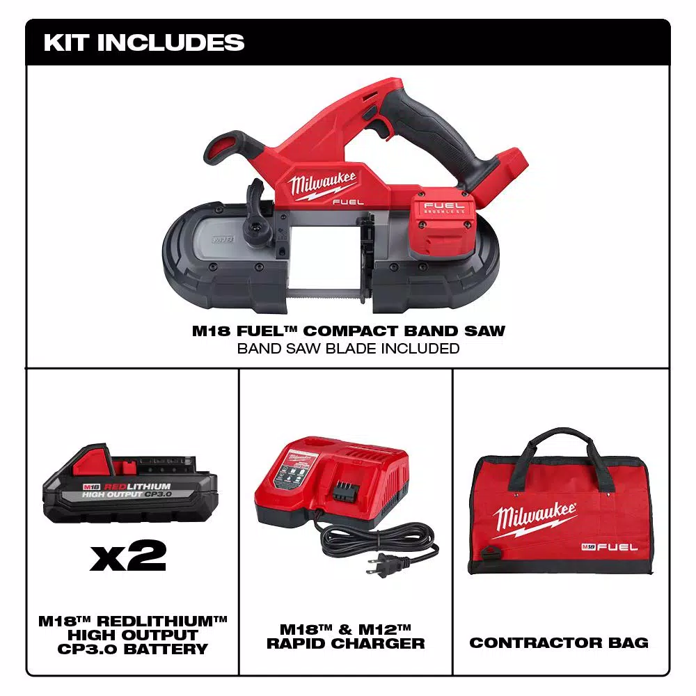 Milwaukee M18 FUEL 18V Brushless Cordless Compact Band Saw Kit with Two 3.0 Ah Batteries