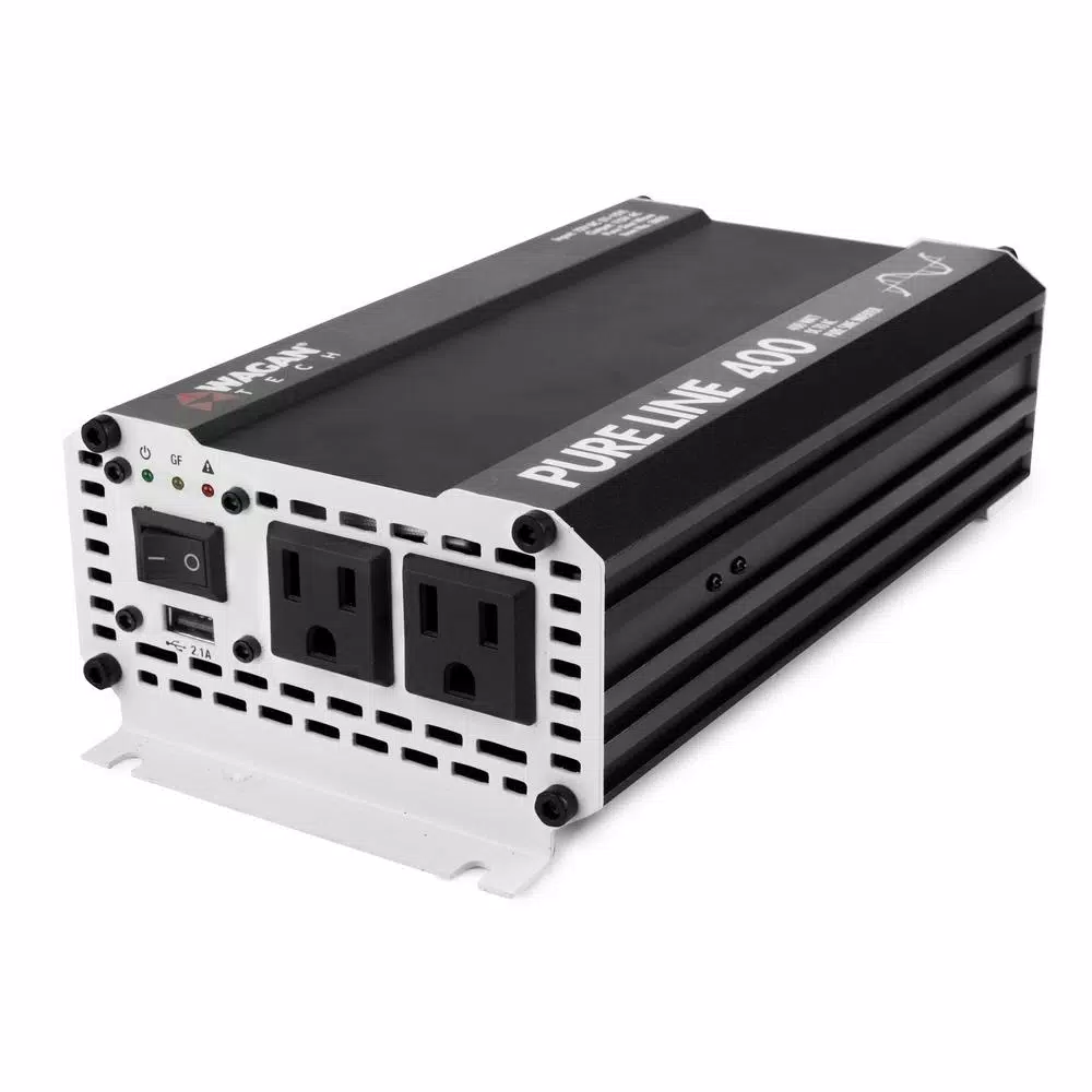 Wagan Tech PureLine 400-Watt Pure Sine Wave Power Inverter, 110V-120V AC Output, ETL Certified