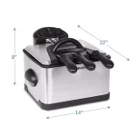 Elite 4 Qt. Dual Basket Deep Fryer with Extra-Large Bonus Basket, Brushed Stainless Steel, 1700W thumbnail 6