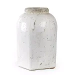 Zentique Distressed White Stoneware Decorative Urn Vase, Medium thumbnail 1