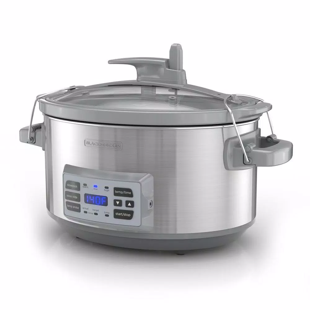 BLACK+DECKER 7 Qt. Stainless Steel Digital Slow Cooker with Temperature Probe and Sous-Vide Function