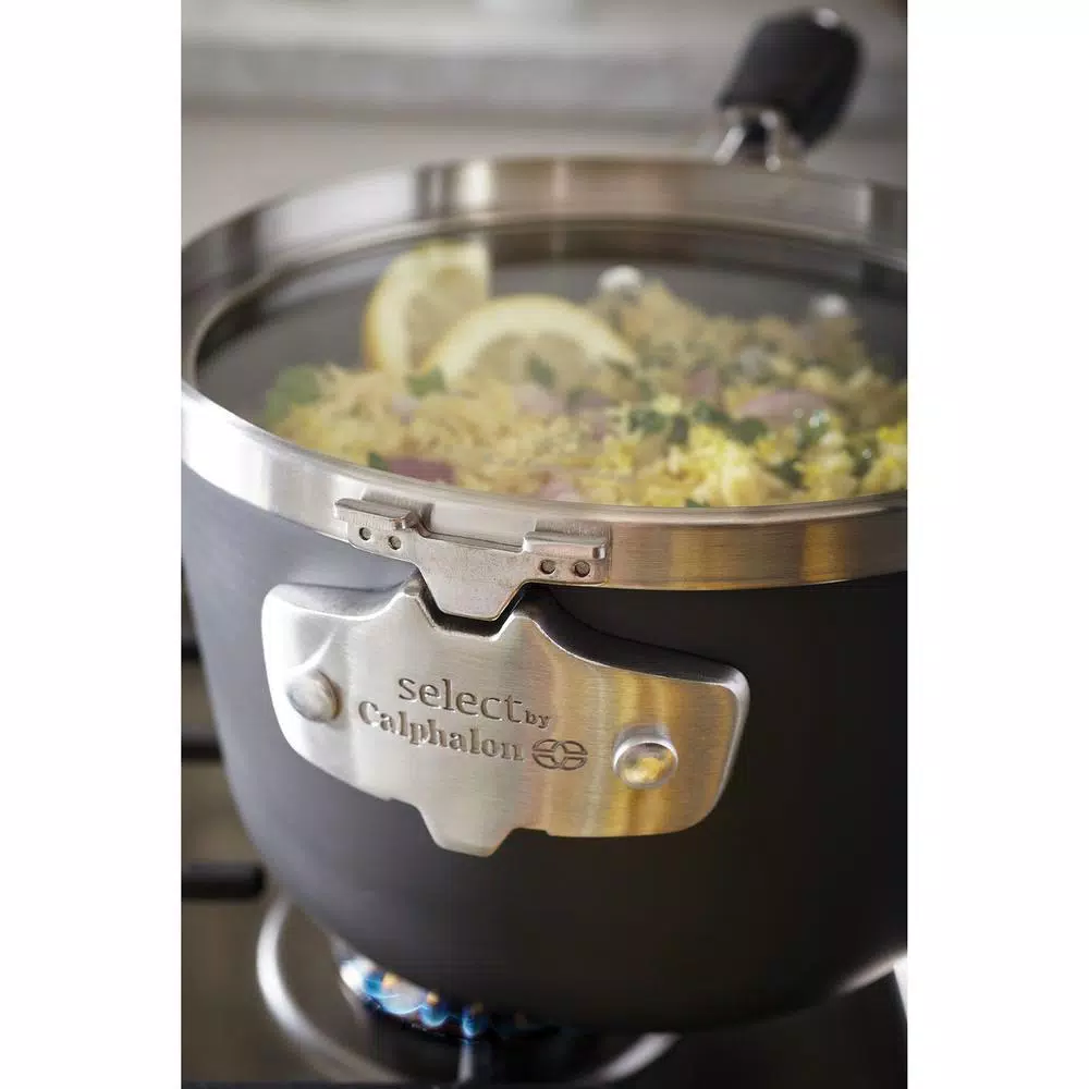 Calphalon Select by Calphalon 3.5 Qt. Hard-Anodized Nonstick Saucepan with Glass Lid, Black