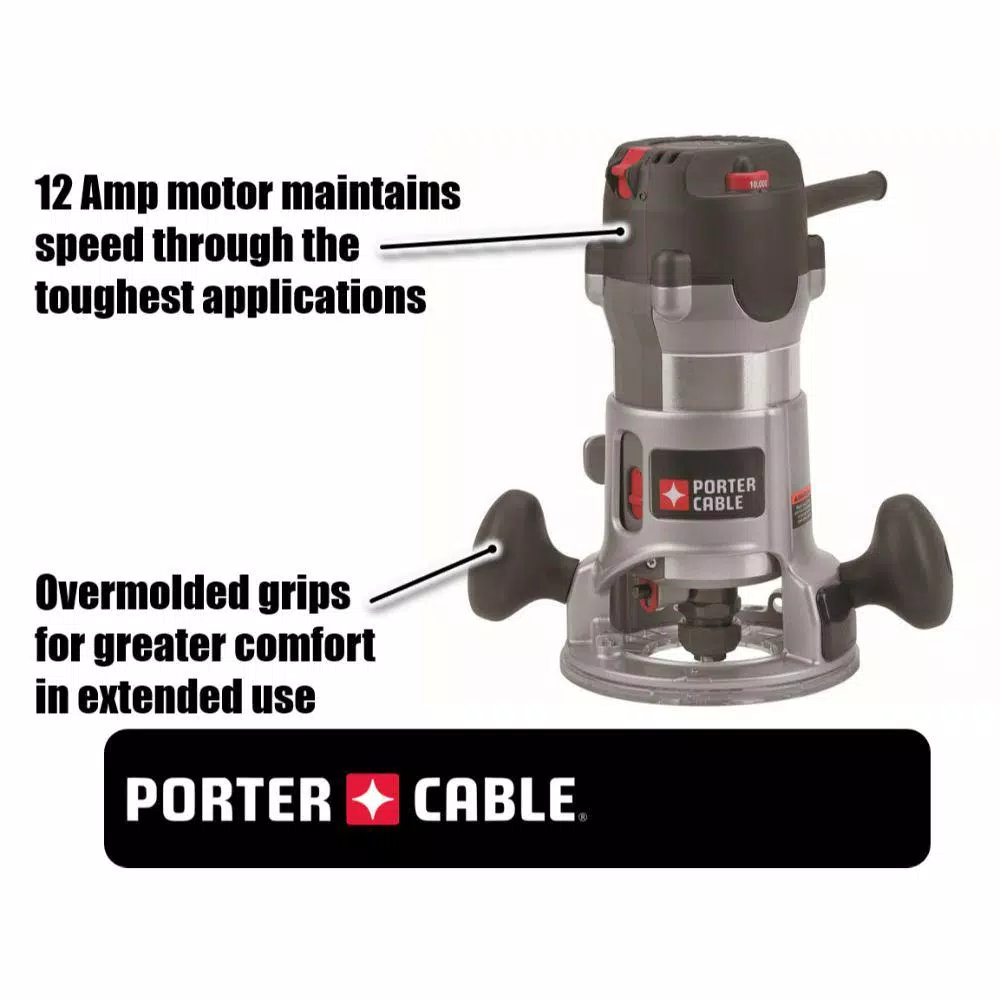 PORTER-CABLE 2.25 HP Fixed Base Router Kit, 12 Amp, Variable Speed