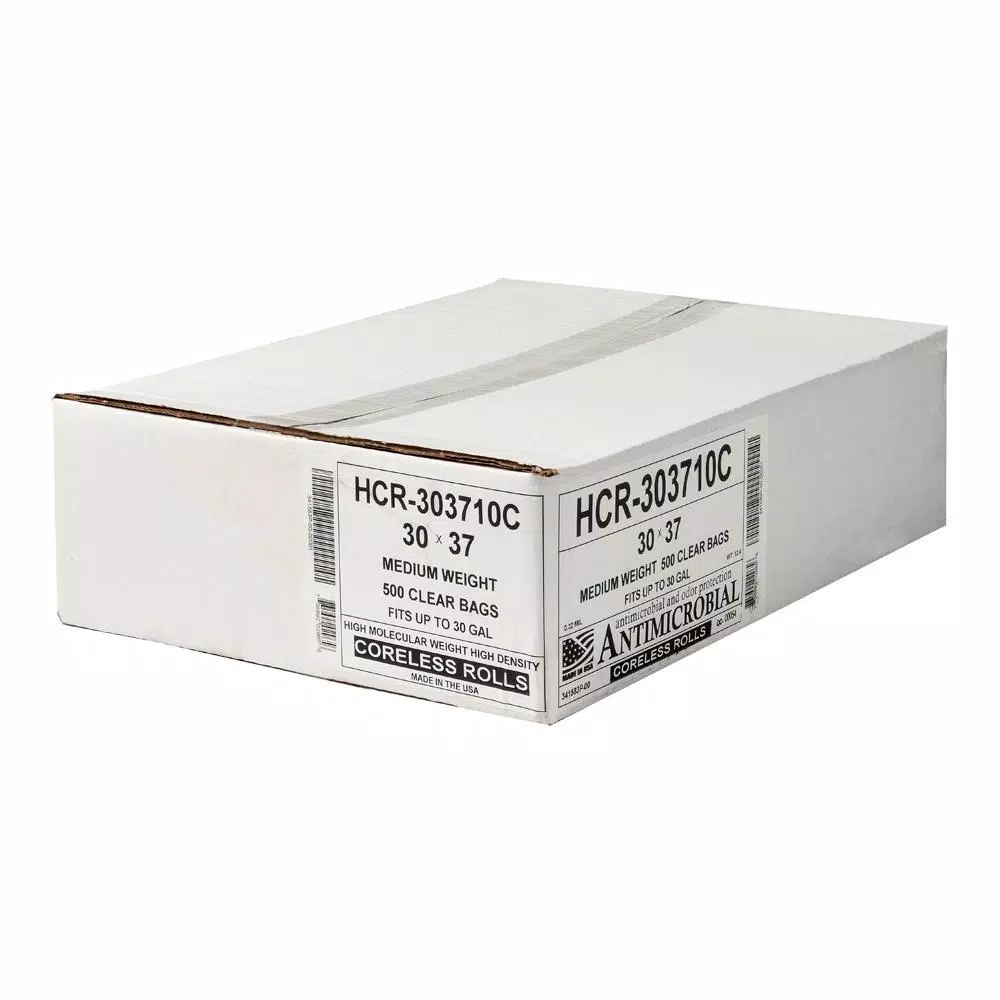 Unbranded HCR 20 Gallon Clear High Density Trash Bags, 0.32 Mil, 500 Count