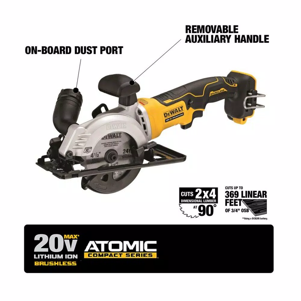 DEWALT 20V MAX ATOMIC Brushless 4-1/2 in. Cordless Circular Saw (Tool-Only)