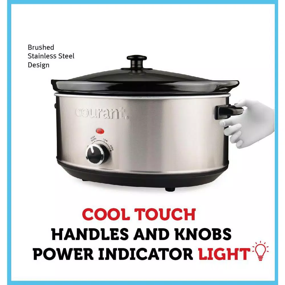 Courant 7 Qt. Stainless Steel Slow Cooker with Temperature Settings