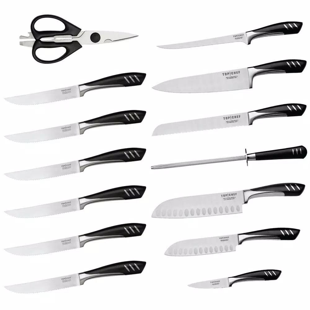 Top Chef Officially Licensed 15-Piece Stainless Steel Knife Set with Wood Block