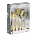 Megachef La Vague 20-Piece Matte Gold Flatware Set, 18/10 Stainless Steel Service for 4 thumbnail 6