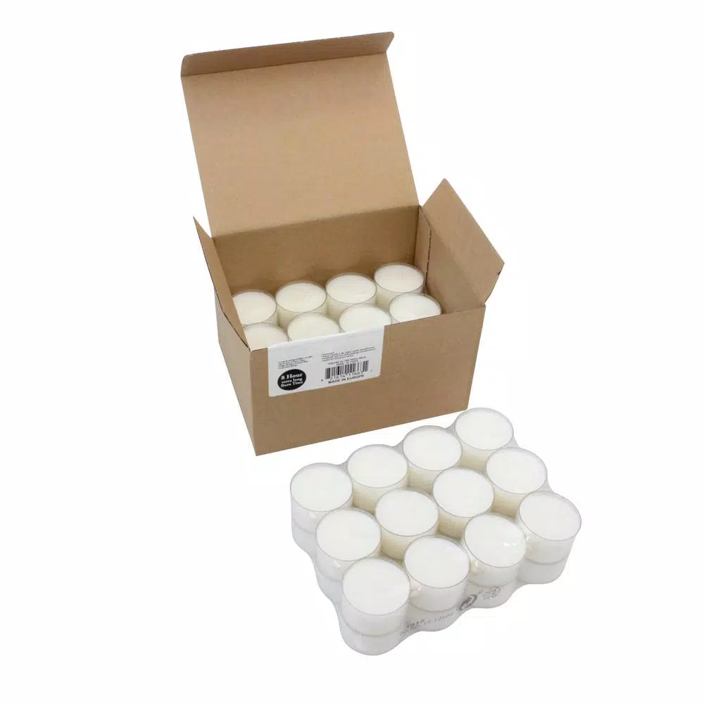 Stonebriar Collection Stonebriar Unscented White Paraffin Tealight Candles, 8-Hour Burn Time, 48-Pack