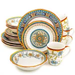 Euro Ceramica Duomo 16-Piece Stoneware Dinnerware Set, Italian Design, Service for 4 thumbnail 1